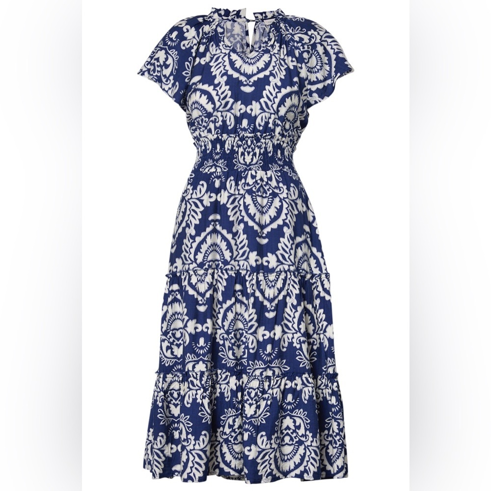 OLIVIA GREY ABSTRACT PRINT WOMENS MIDI DRESS NWT SIZE L